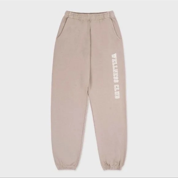 Sporty & Rich Wellness Club Flocked Sweatpants | (Elephant/White) - Picture 4 of 7